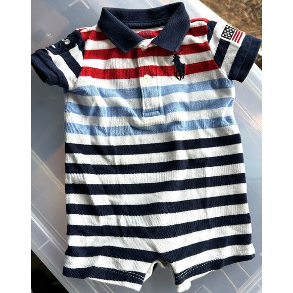 Ralph Lauren Baby Boys Patriotic SS Bodysuit Collar Polo BIg Logo 3 Mos - Picture 11 of 11